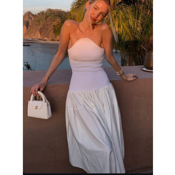 Alexis Kamali Dress stretch white midi aline bride bridal size large L - Picture 2 of 16